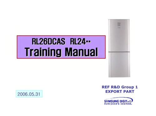 Product picture Samsung refrigerator rl24 rl-24 rl-26 rl26 training manual